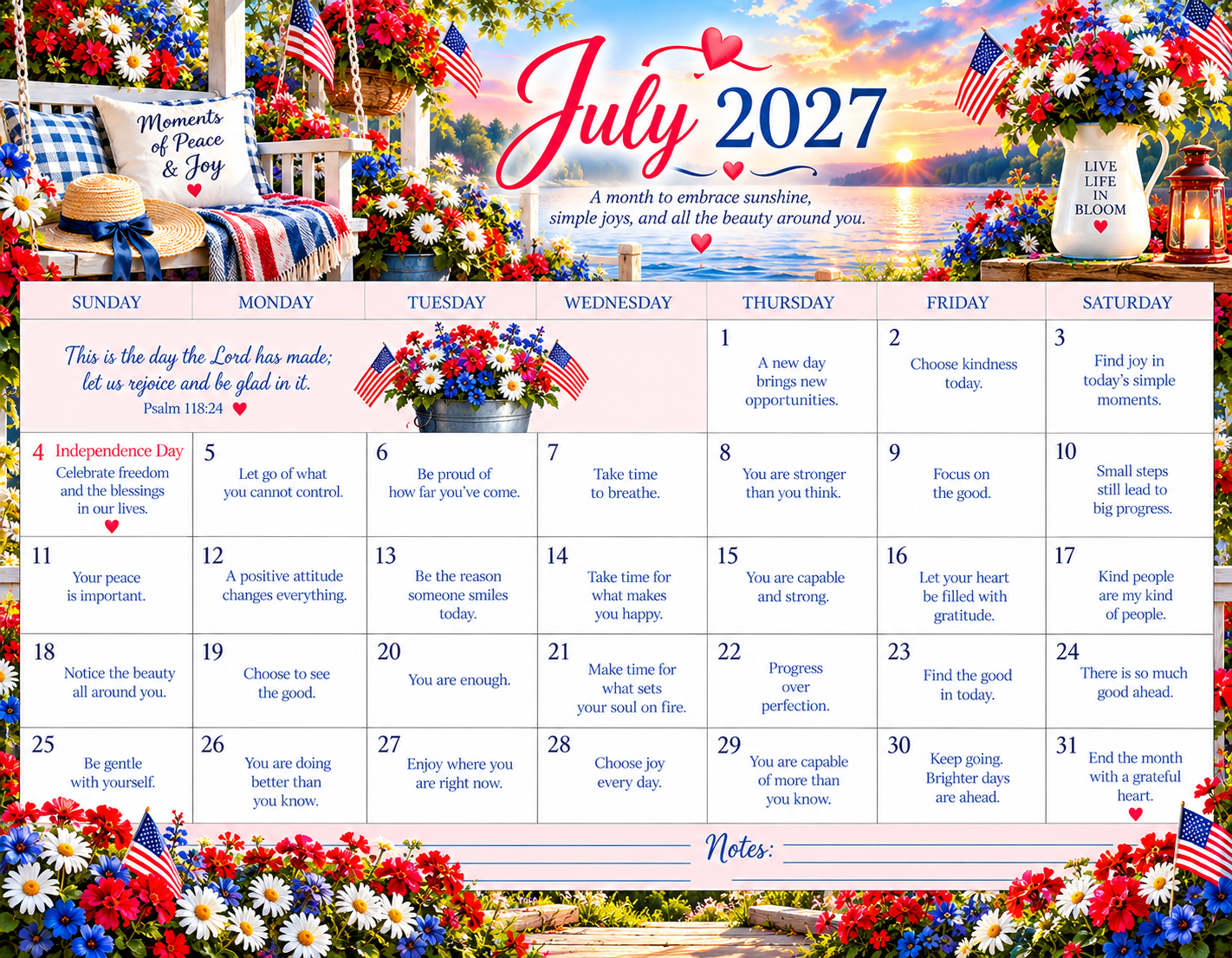 Patriotic Lakeside July 2027 Calendar.png