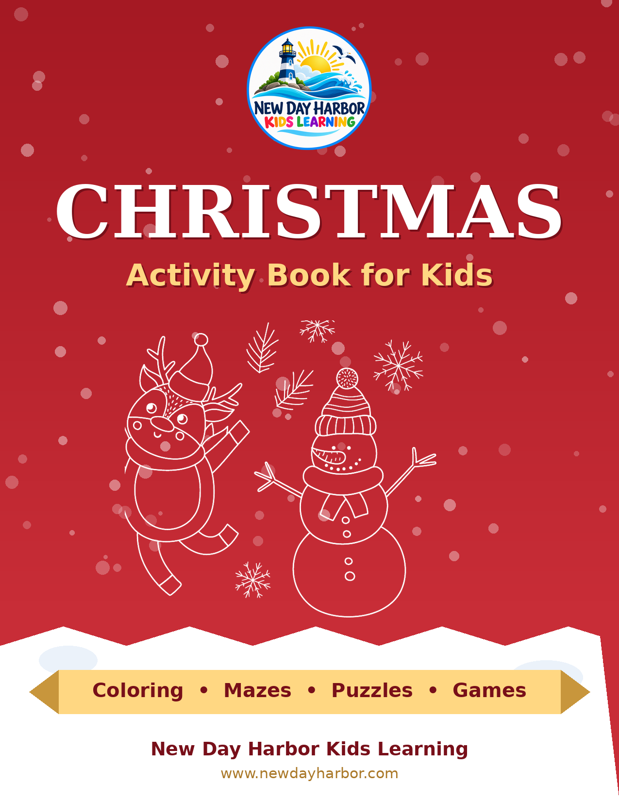 Christmas Activity Book for Kids – 53 Pages of Coloring, Mazes, Puzzles & Games