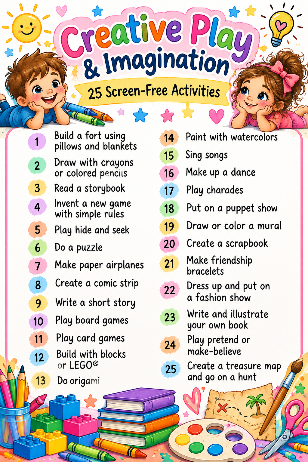 Creative Play & Imagination – 25 Screen-Free Activities for Kids – FREE Printable Activity Book