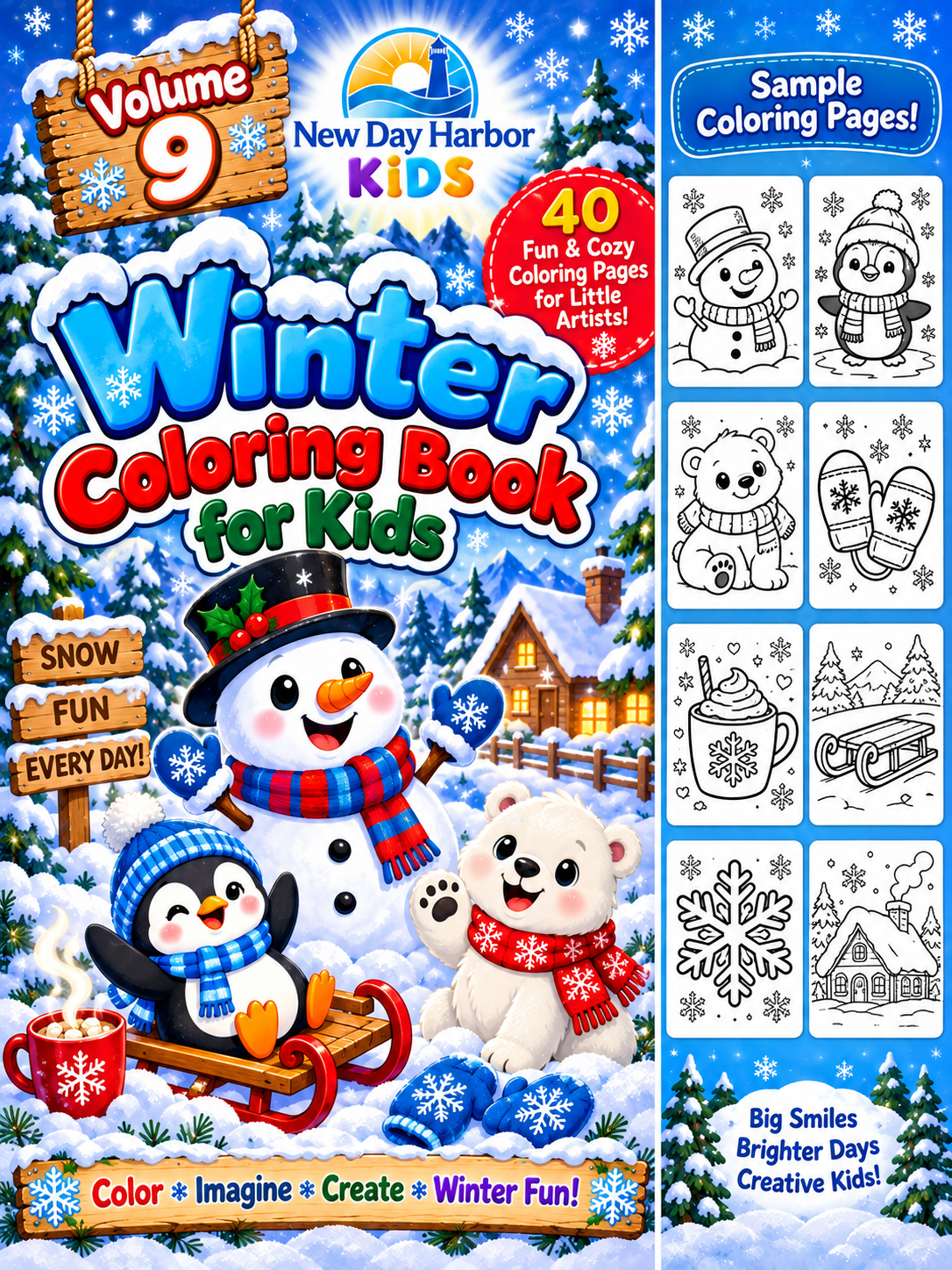 New Day Harbor Kids Winter Coloring Book Volume 9