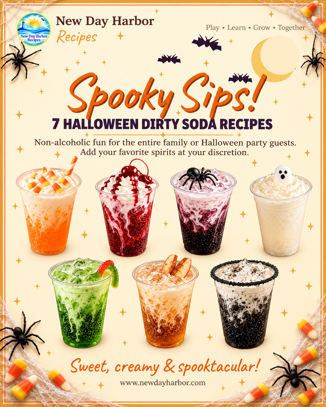 Spooky Sips! 7 Halloween Dirty Soda Recipes (FREE)