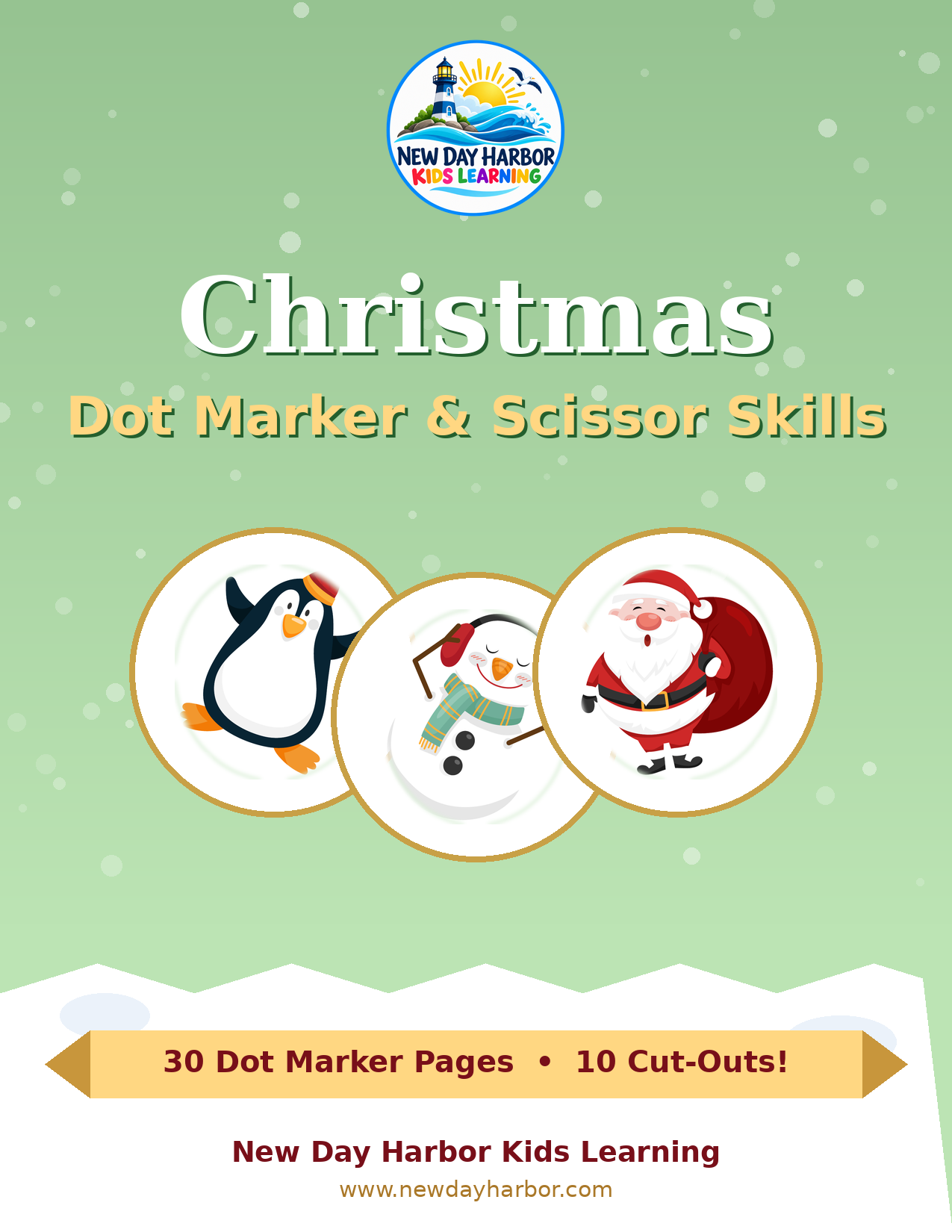 Christmas Dot Marker and Scissor Skills Book for Kids – 40 Activity Pages