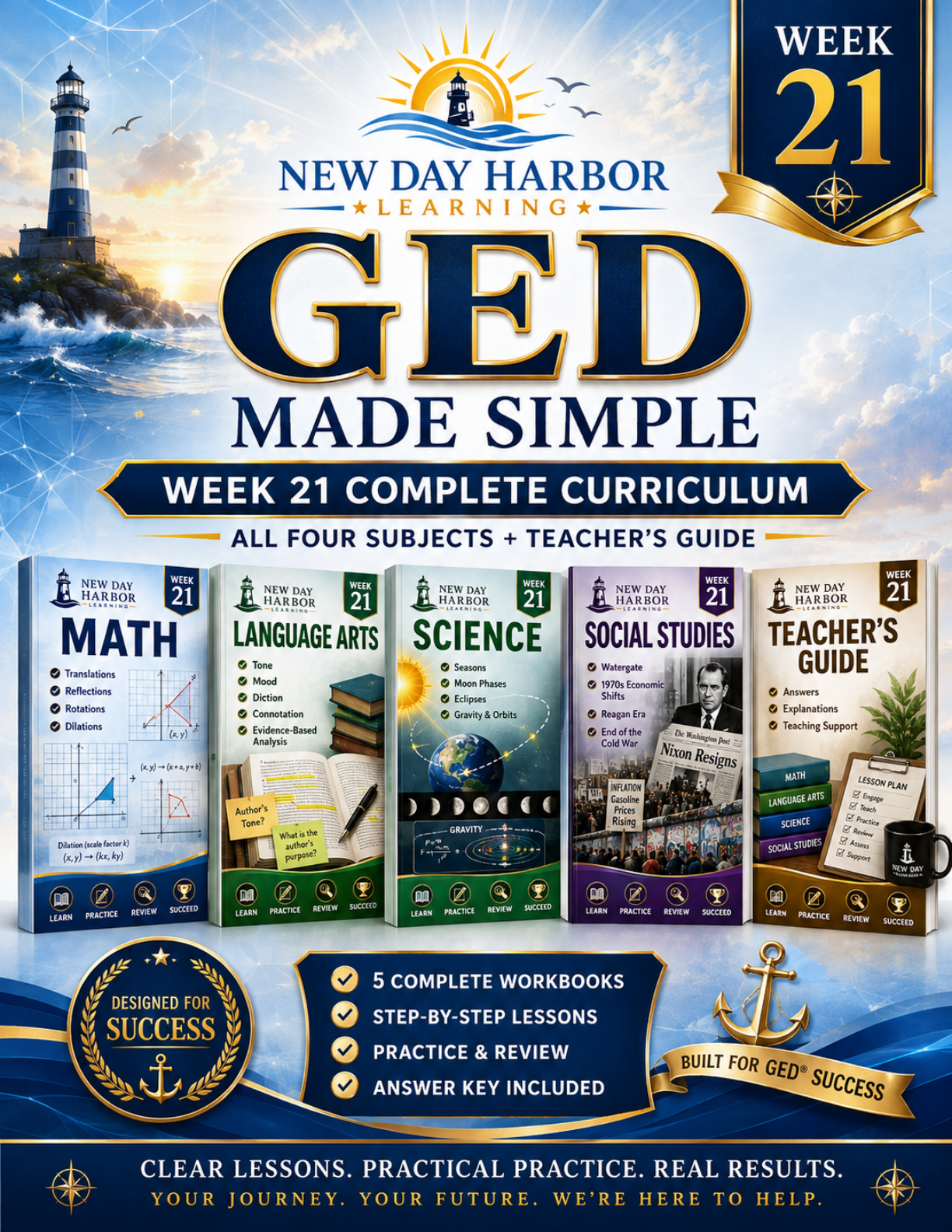 GED Made Simple: Weeks 21–30 Complete Curriculum Bundle