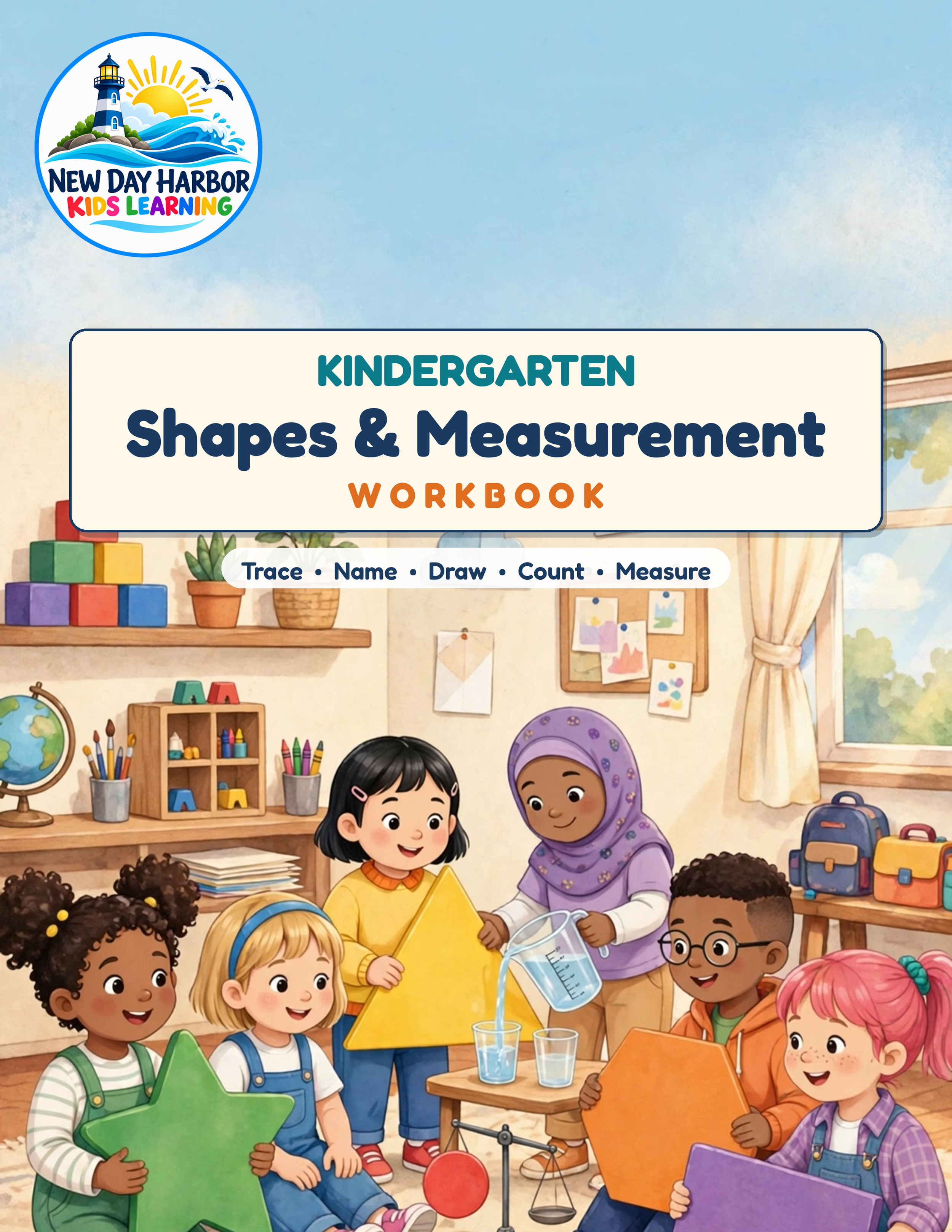 Kindergarten Shapes & Measurement Workbook