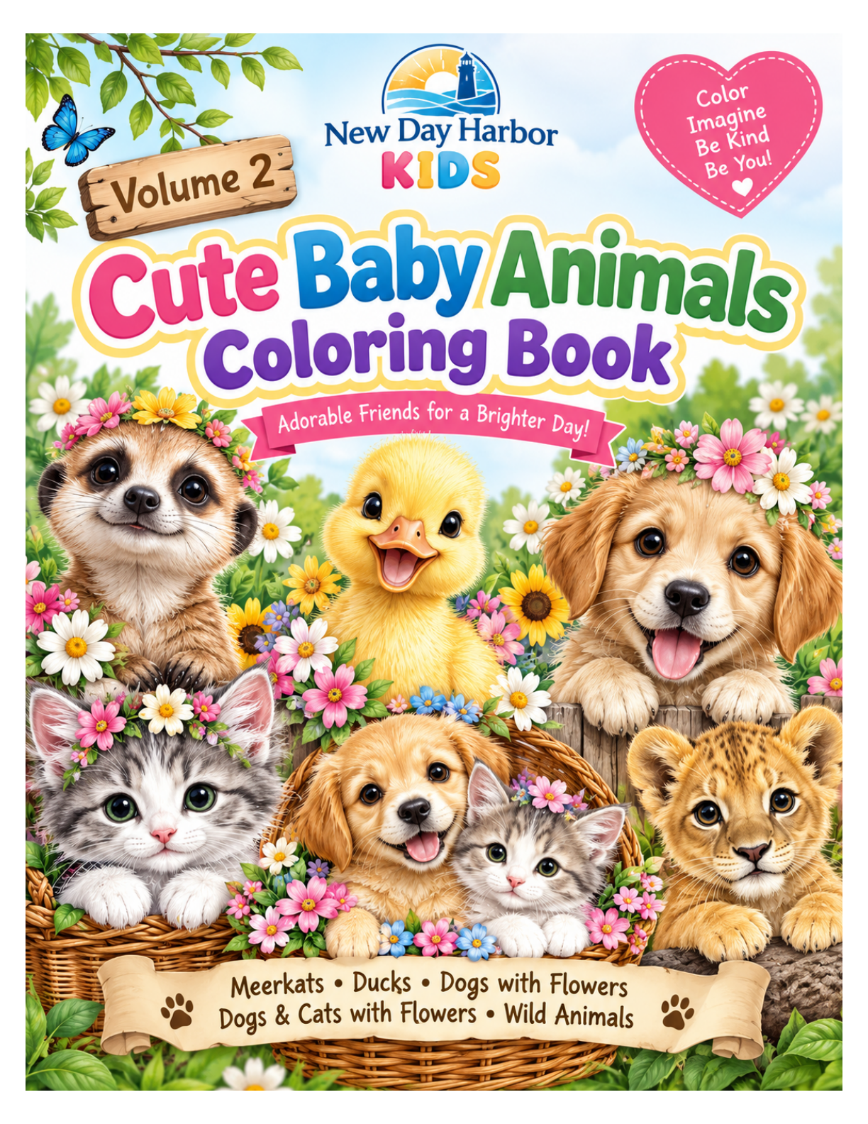 New Day Harbor Kids – Cute Baby Animals Coloring Book, Volume 2