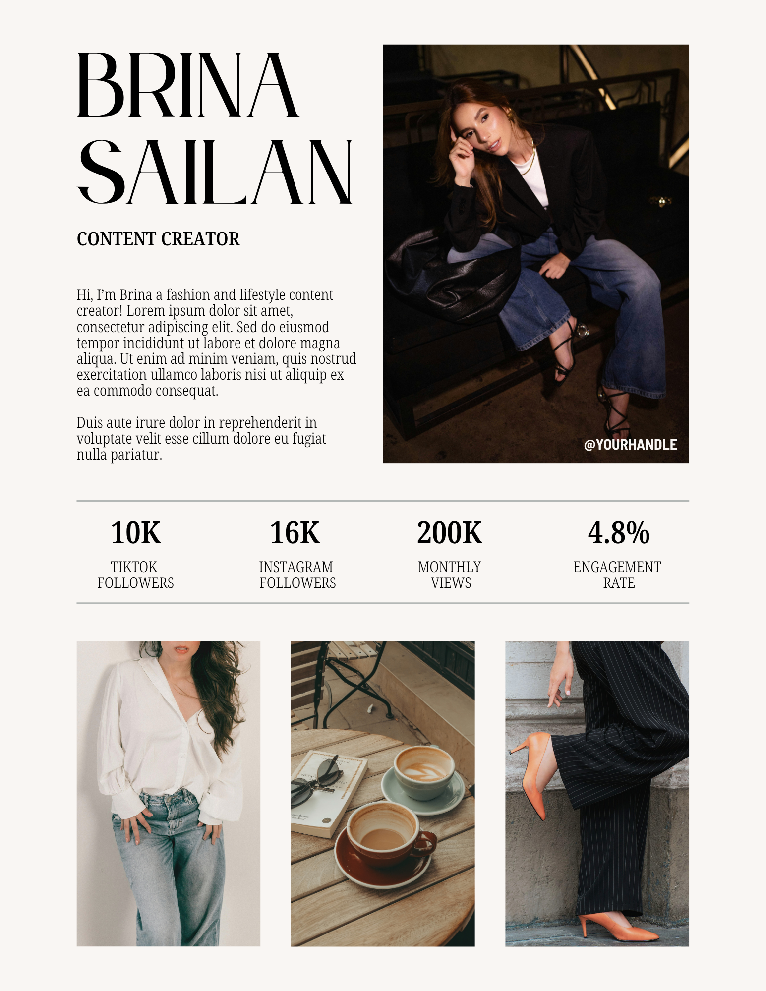 1st page of a Creator/Influencer Media Kit Design