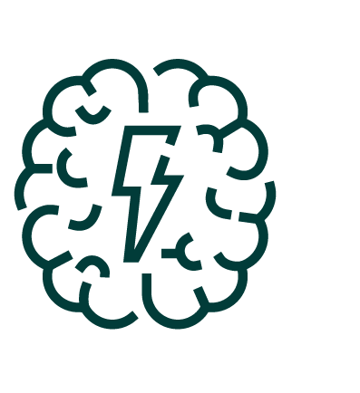 Icon of Brain and lighting bolt - Creative thinking