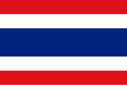 Flag of Thailand with horizontal red, white, and blue stripes.