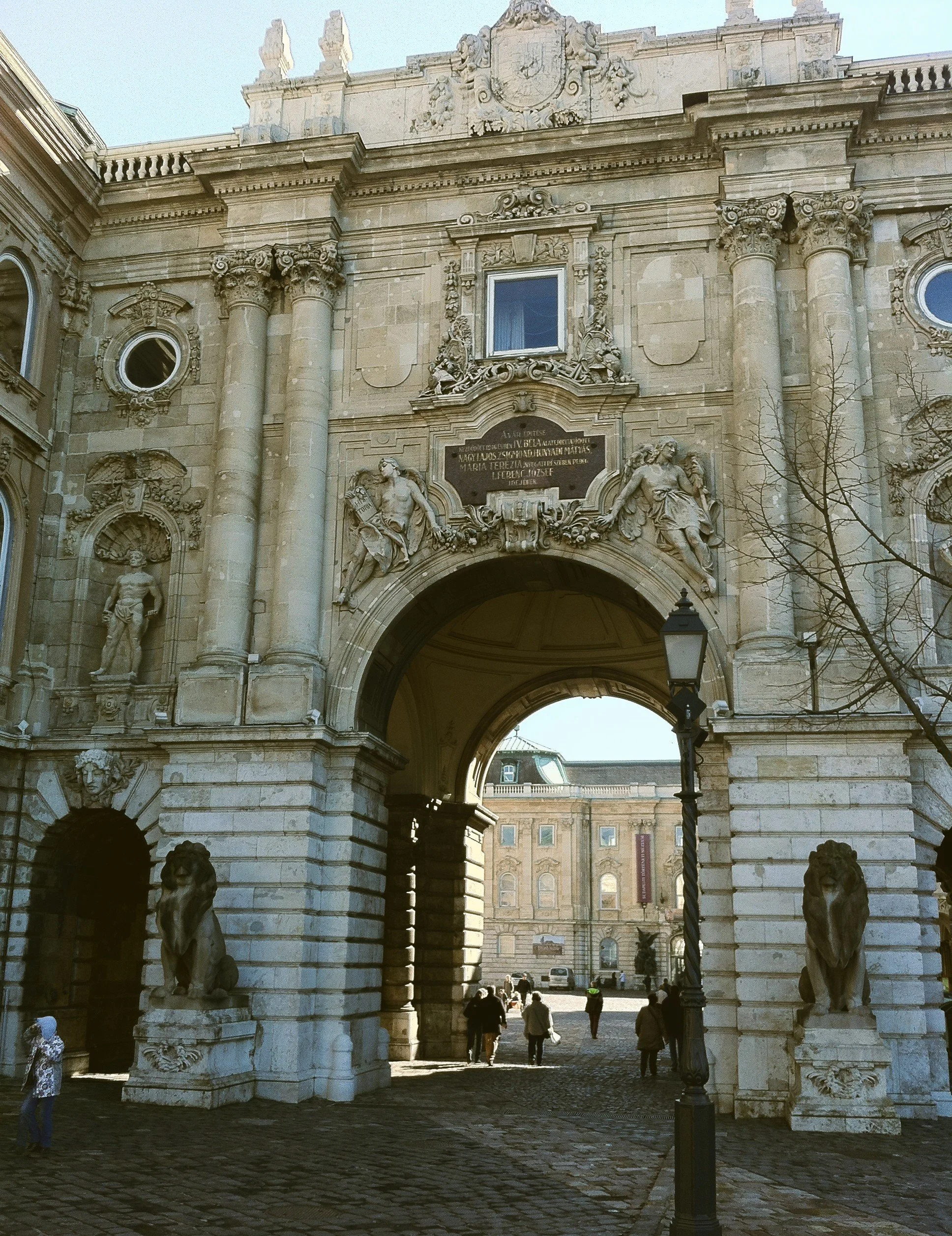 Ornate stone archway at Buda Castle, Budapest History Museum