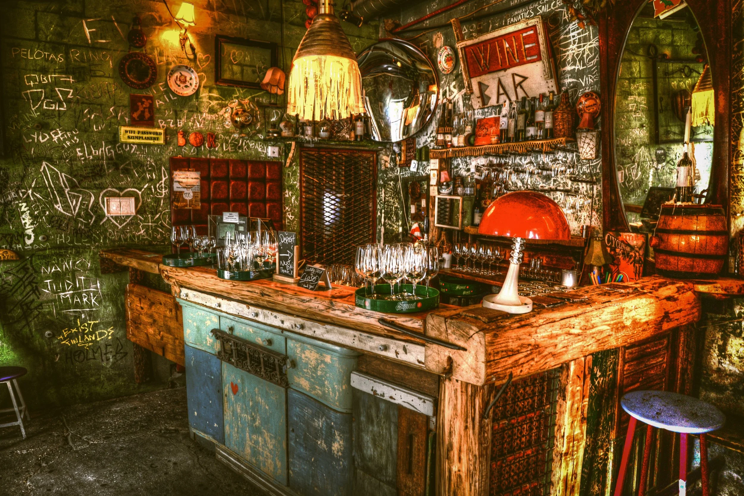 Ruin bar interior in Budapest