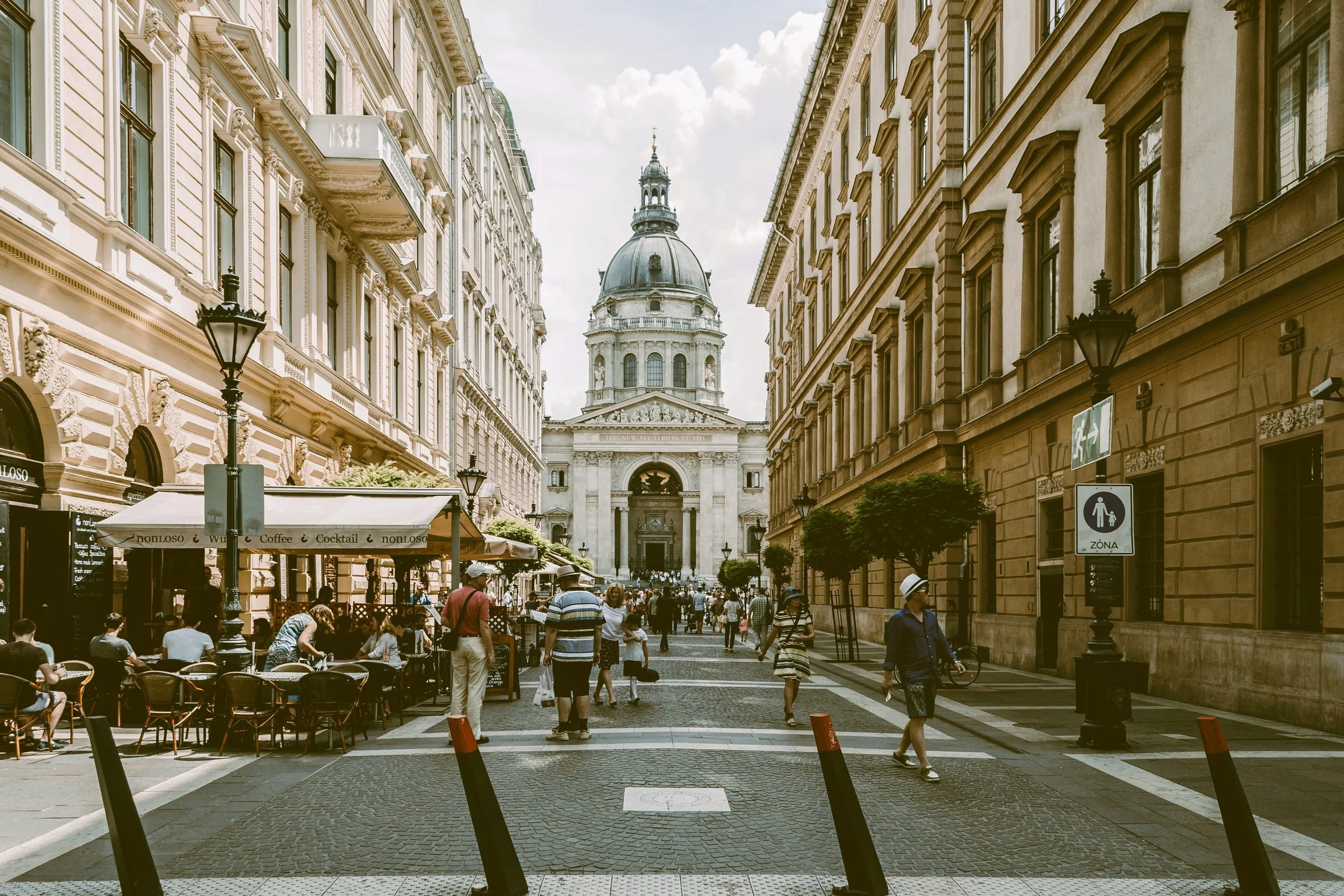 St. Stephen's Basilica framed by Zrínyi Street, Budapest