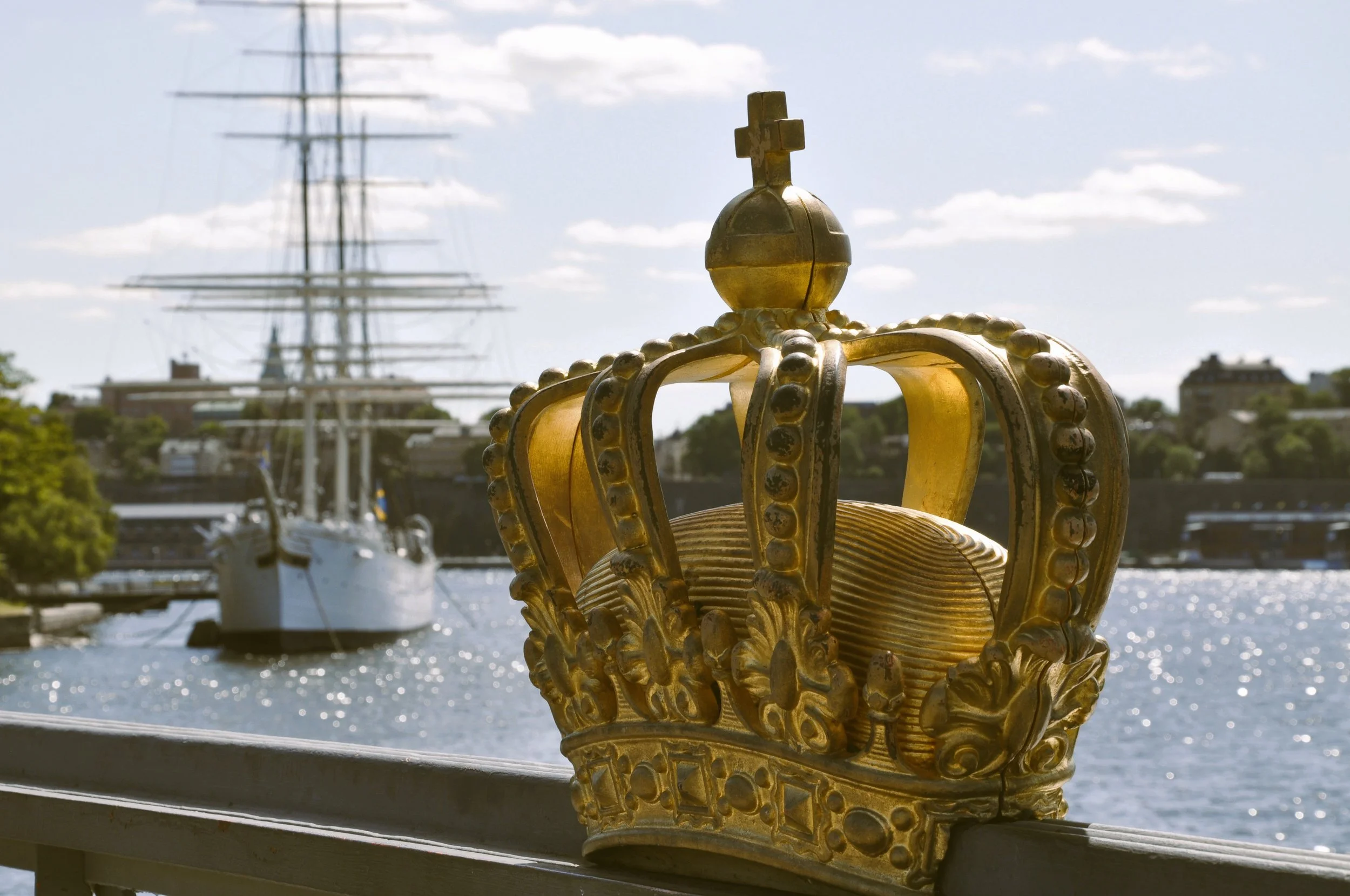 Golden crown on Skeppsholmen bridge, Stockholm