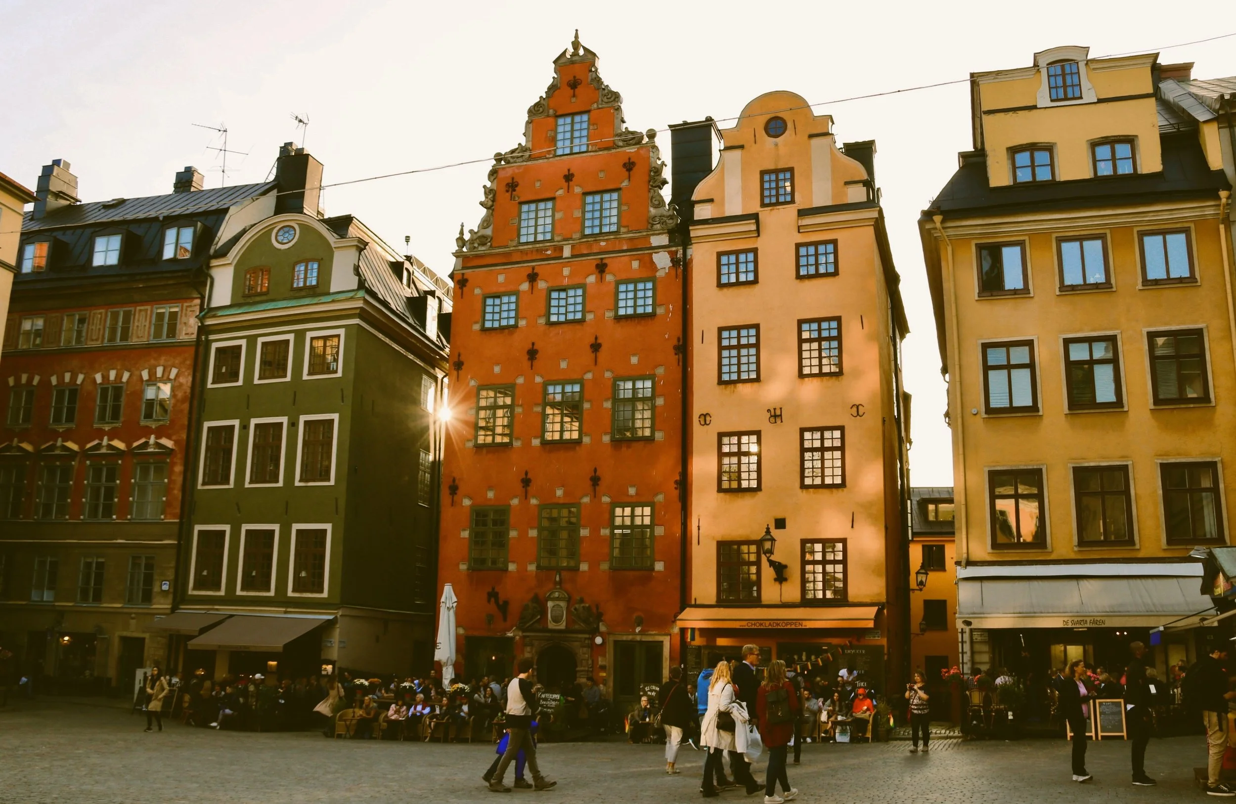 Colorful townhouses on Stortorget square, Gamla Stan, Stockholm