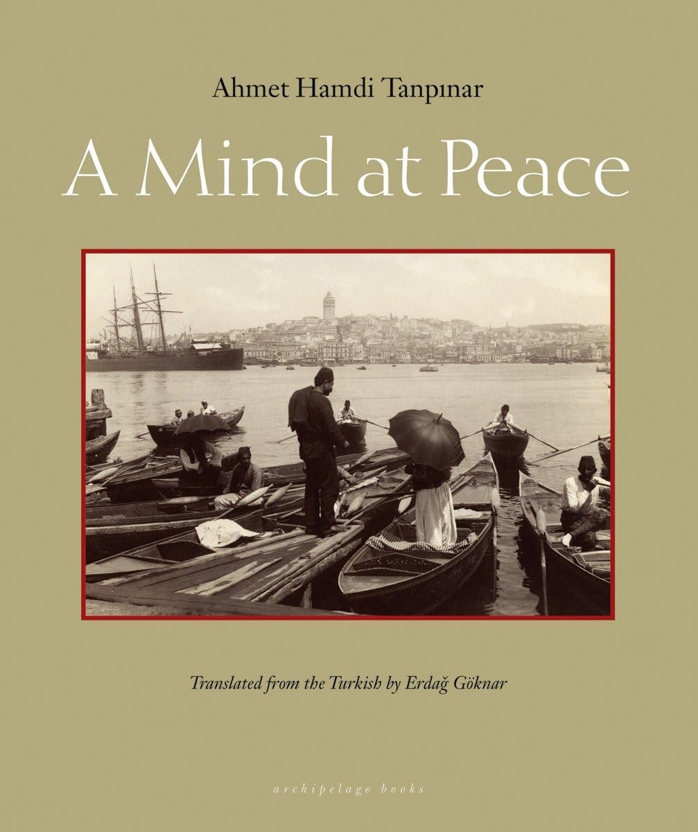 Book cover titled "A Mind at Peace" by Ahmet Hamdi Tanpınar.