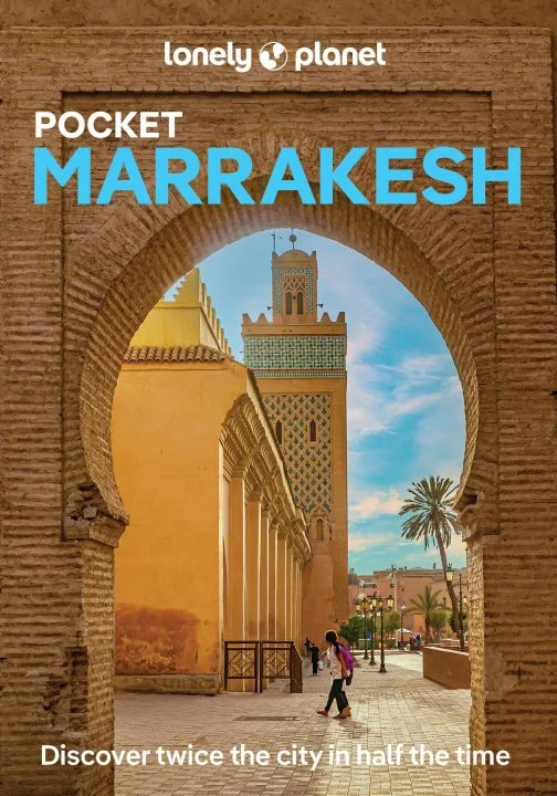 Cover of a travel guidebook titled 'Lonely Planet Pocket Marrakesh'.