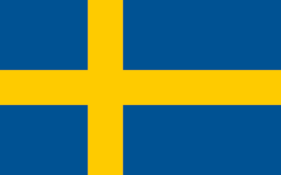 Swedish flag with a blue background and a yellow cross