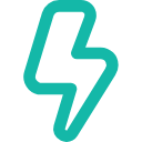 Stylized teal lightning bolt icon