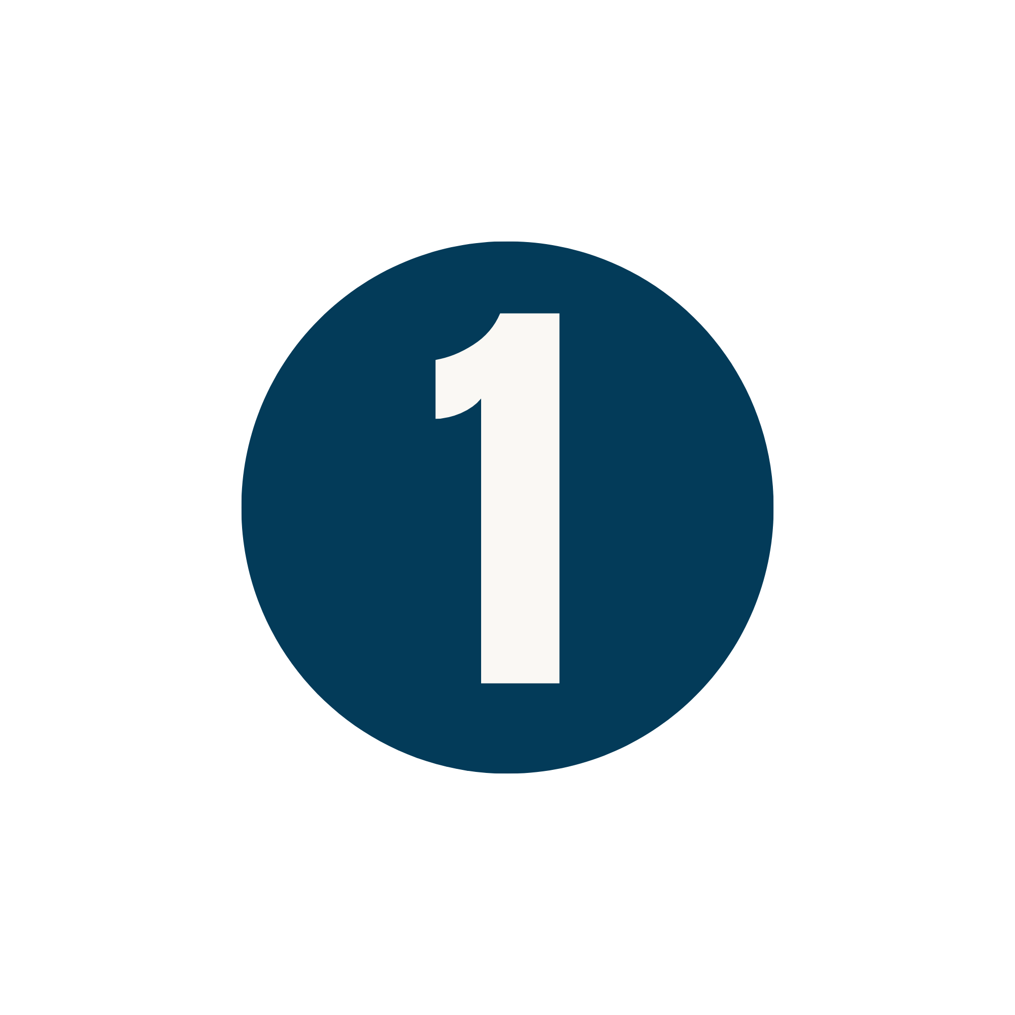A blue circle with a white number one at the center.