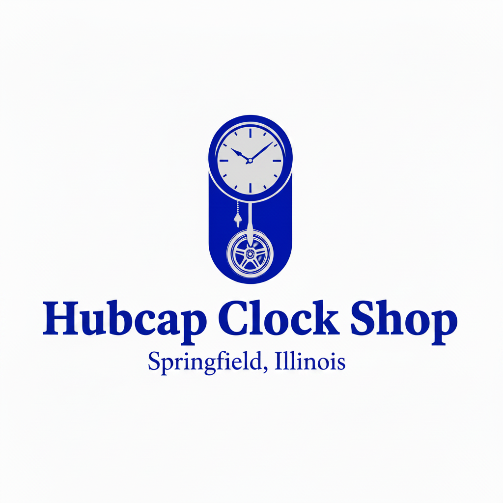 Hubcap clock shop, Springfield, Illinois