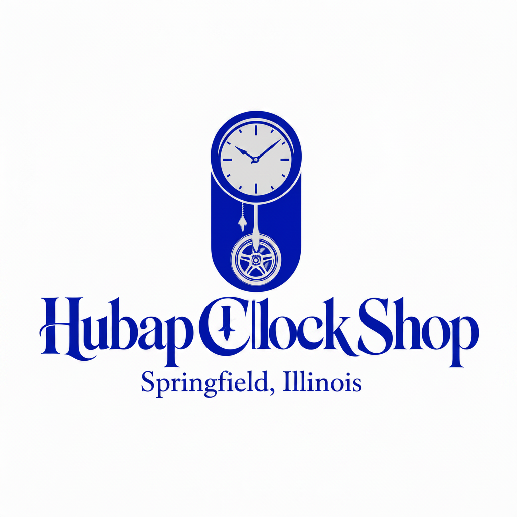 Hubcap clock shop, Springfield, Illinois