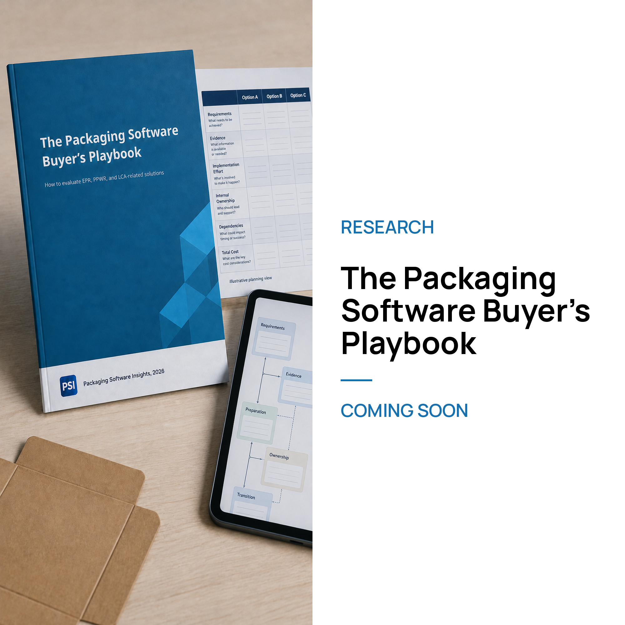 The Packaging Software Buyer’s Playbook with software evaluation workflow and planning materials.