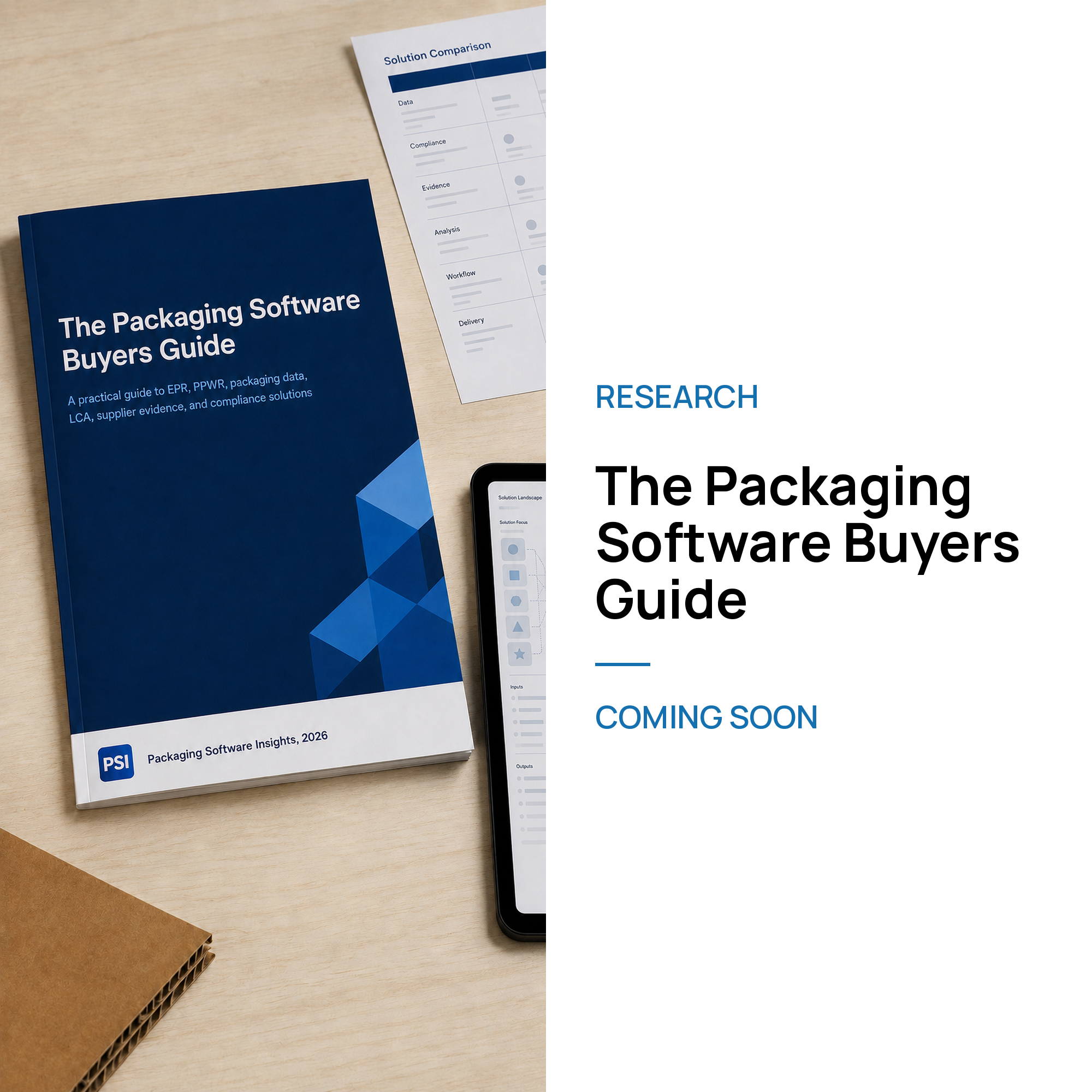 The Packaging Software Buyers Guide with software comparison and packaging evaluation materials.