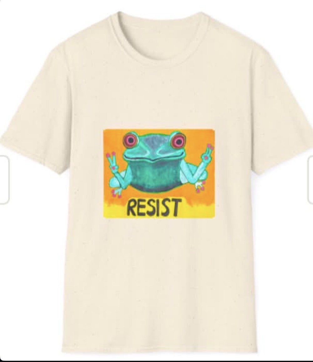 Resist Frog Illustration T-Shirt | Colorful Protest Art