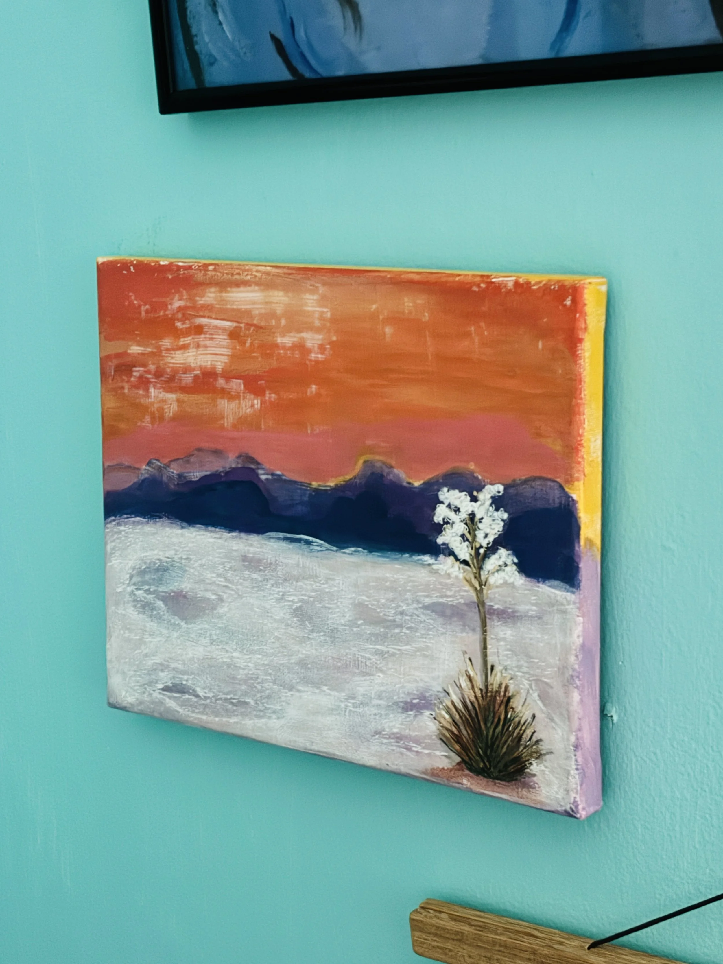 Original Acrylic Artwork: White Sands Sunset, New Mexico Evening Landscape 8"x10" Painting: Free Shipping