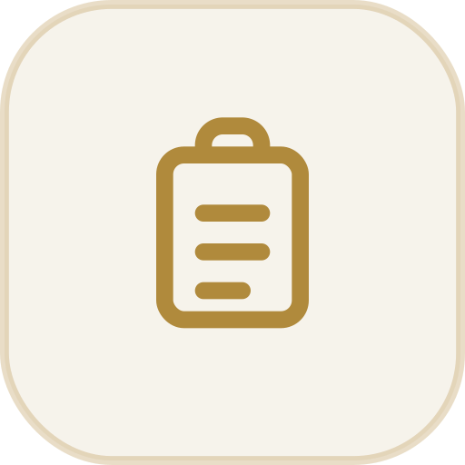 A stylized icon of a battery on a gold background.