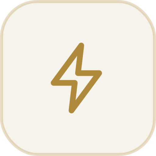 A gold-colored square icon with a lightning bolt in the center.
