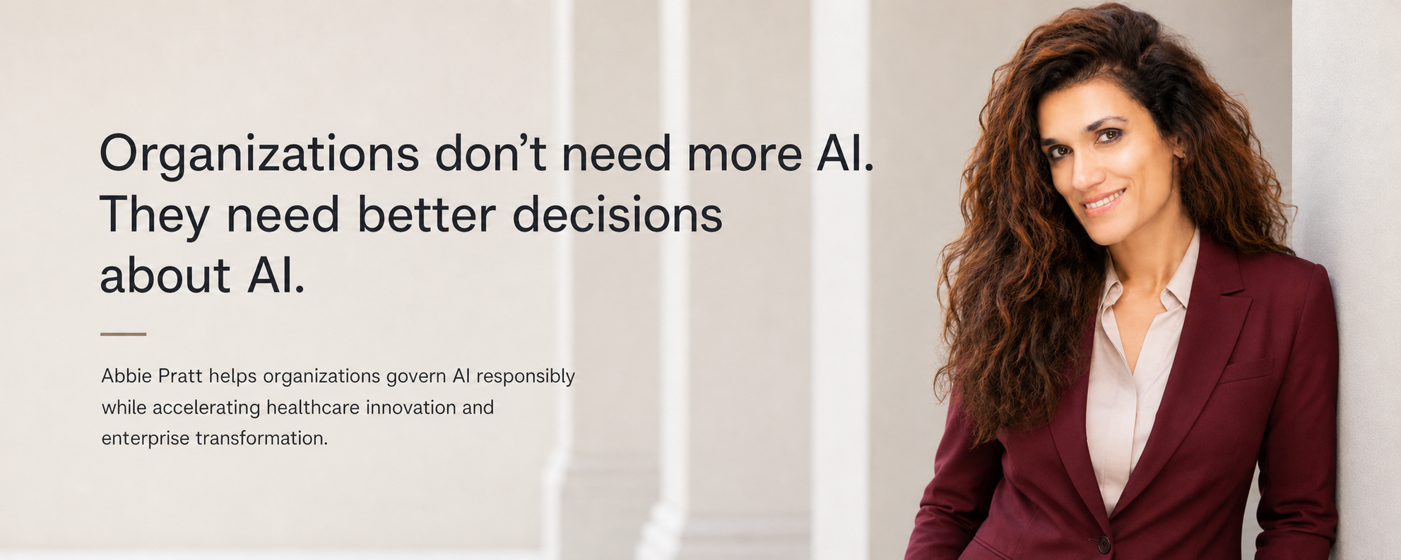 Abbie Pratt, executive advisor,leader and speaker focused on AI governance, healthcare innovation, and enterprise transformation.