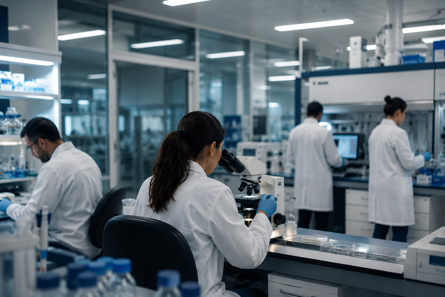 Image of Healthcare technology workers in a lab.