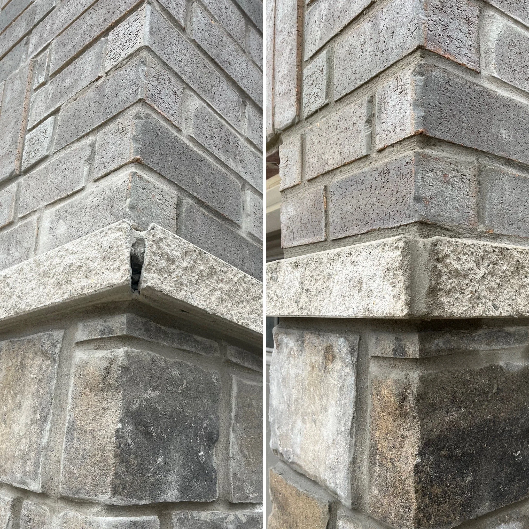 Close-up images of different types of bricks and stone used for building exterior walls, showing varying textures and colors.