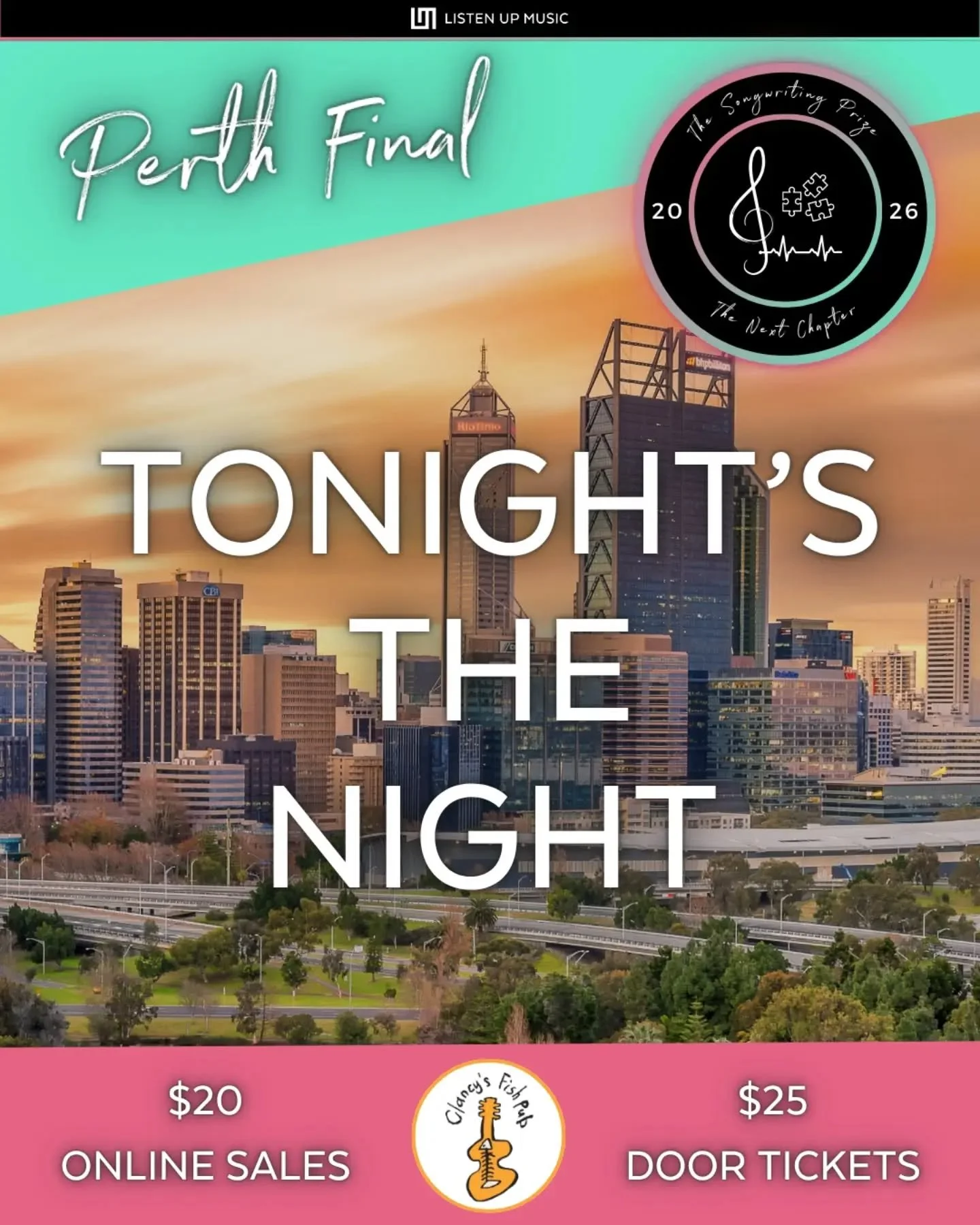 The stage is set, the tuning forks are ready, and tonight we celebrate the power of song 🩵

​Join us @clancysfremantle as 11 phenomenal local songwriters step into the spotlight for the 2026 Perth Regional Final.

Beyond the competition, tonight is 