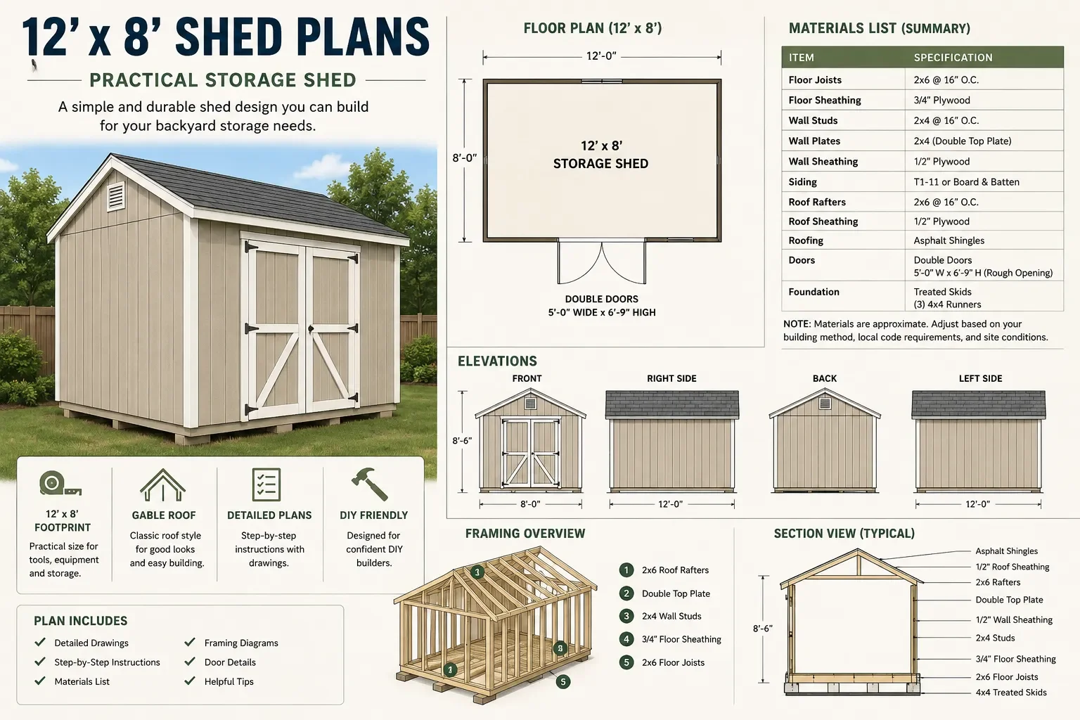 12×8 Shed Plans