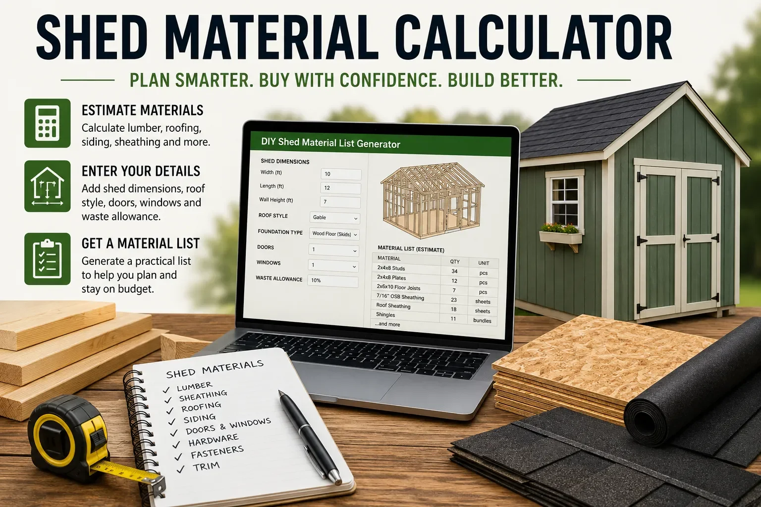 Shed Material Calculator