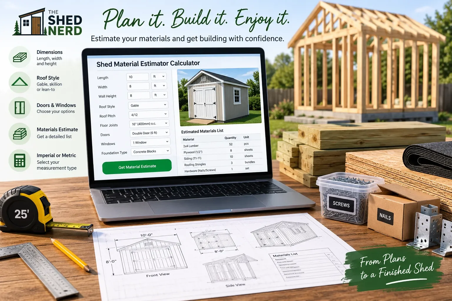 shed construction plans and material planning