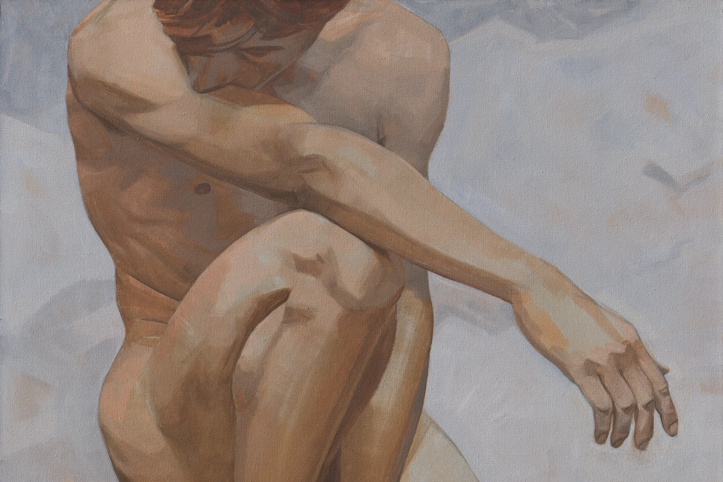 Painting (detail) by Alan Pepin, Riverside, 2024. Oil on canvas, 36 × 36 in.