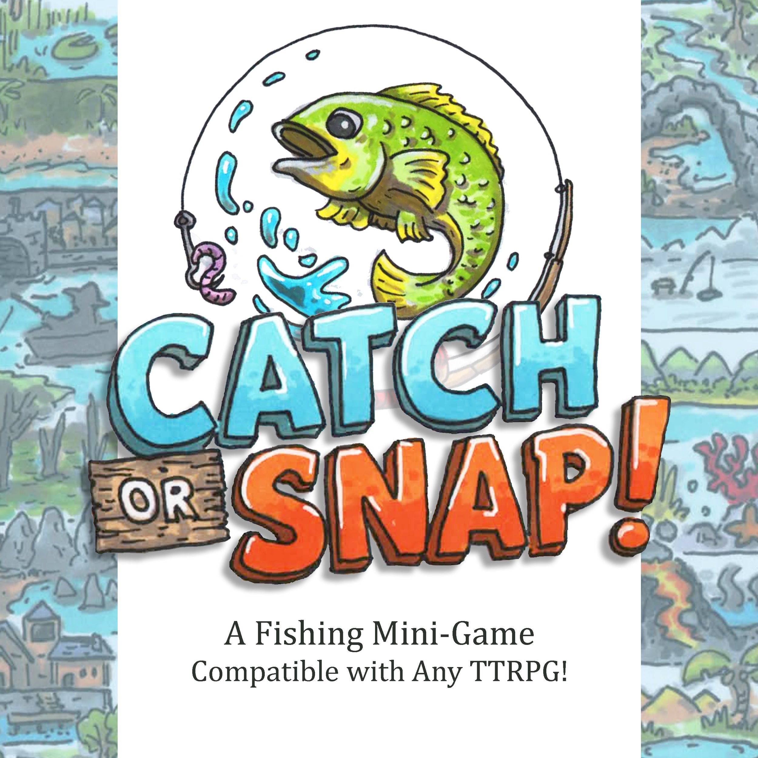 Catch or Snap printable TTRPG fishing mini-game cover