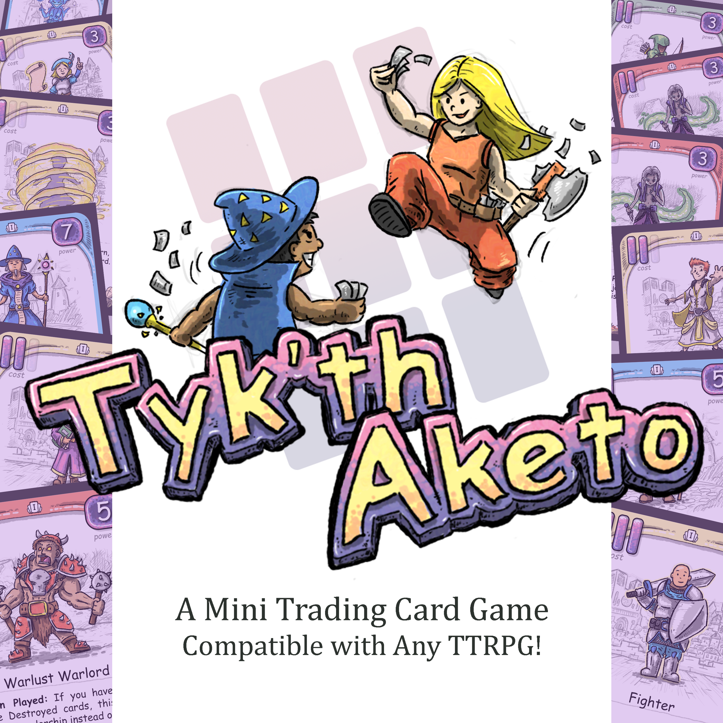 Tyk'th Aketo printable TTRPG trading card mini-game cover