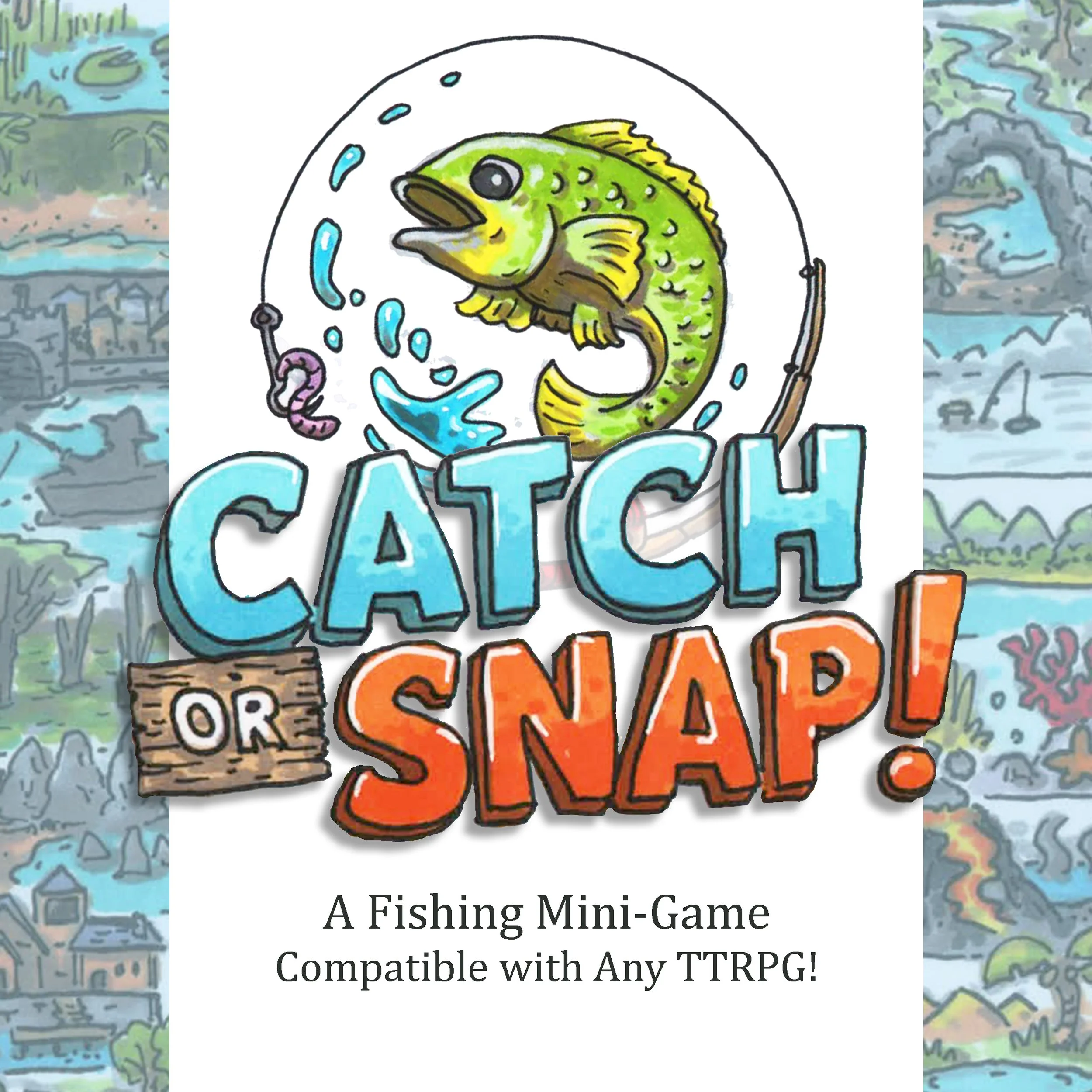 Catch or Snap printable TTRPG fishing mini-game cover