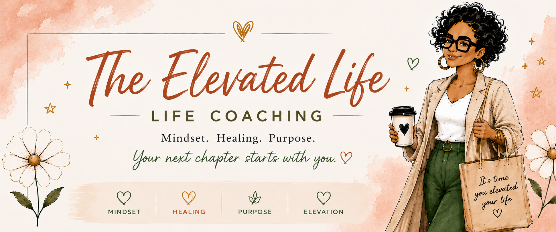 The Elevated Life life coaching banner focused on mindset, healing, purpose, confidence, and personal growth.