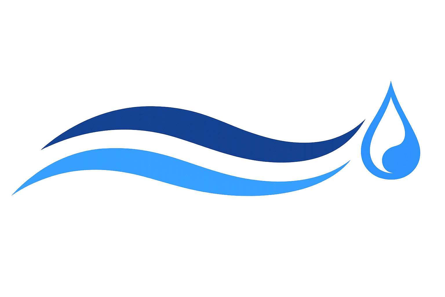 Stylized blue waves with a curved gradient design.