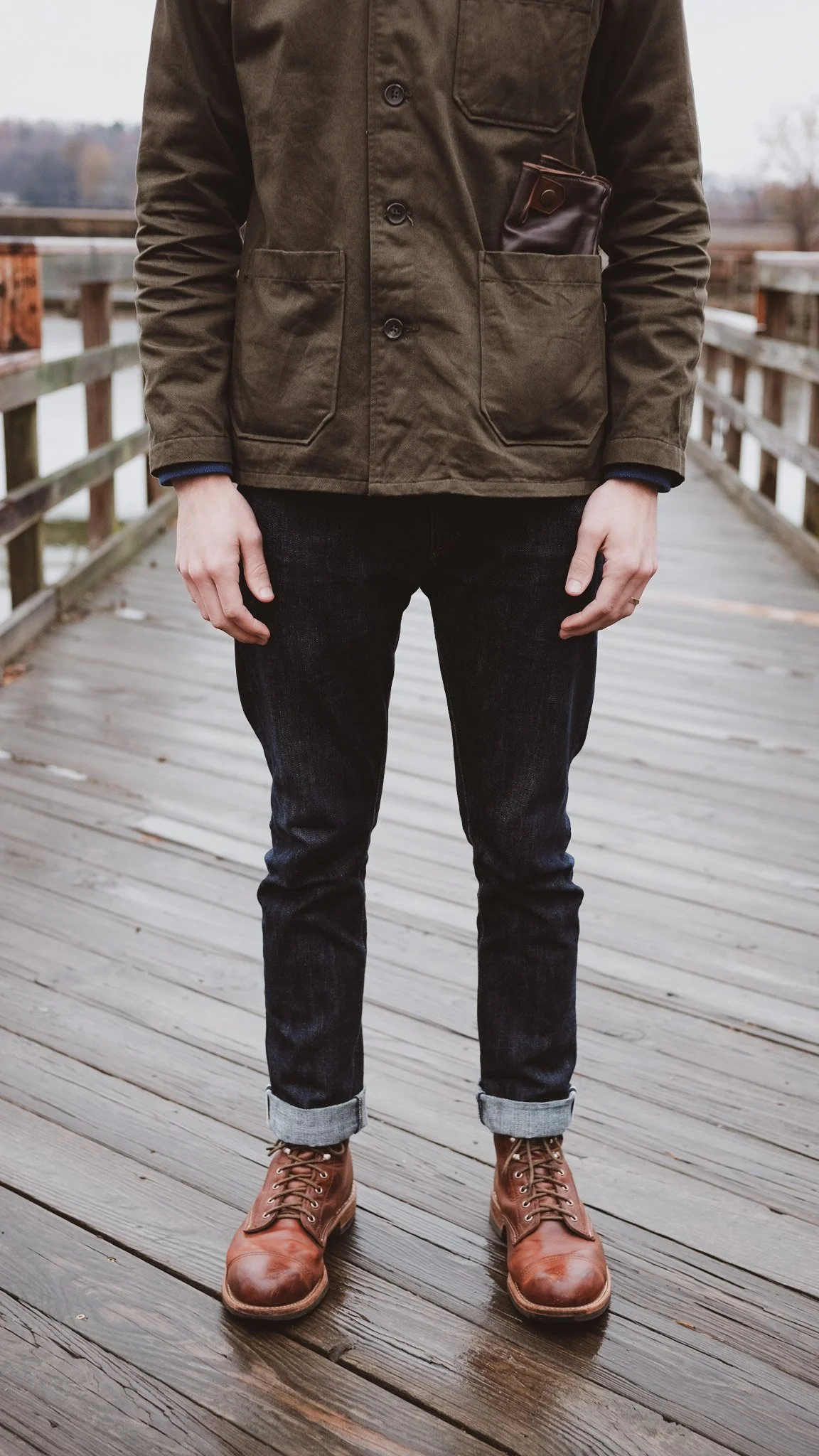 Adam posing wearing heritage menswear items.