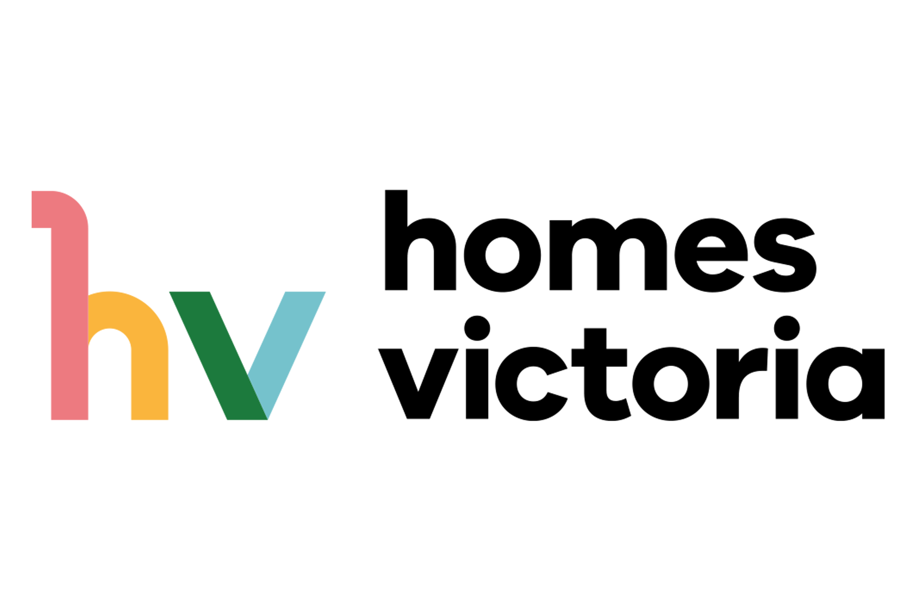 Colorful logo with the text "Victoria homes" in black font, and a stylized "h" in shades of pink, yellow, green, and light blue.