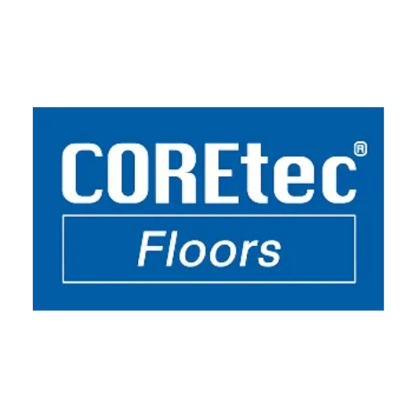 COREtec Floors logo on a blue background.