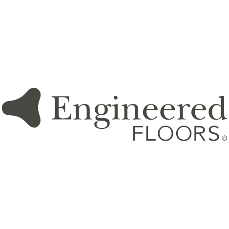Logo of Engineered Floors with a stylized carpet fiber icon and company name