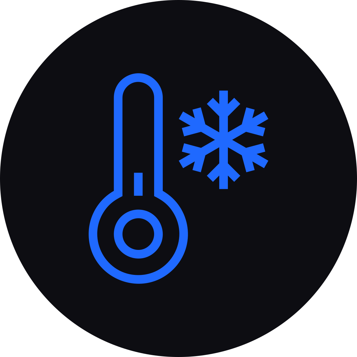 Thermometer icon with a snowflake, indicating cold temperature or freezing conditions.