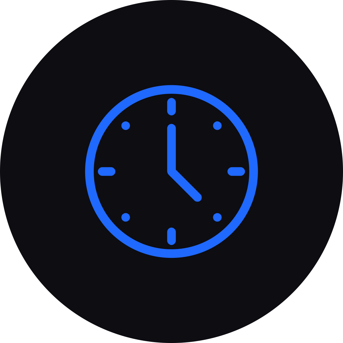 A digital clock with a blue outline showing the time as 4:00 on a black background.