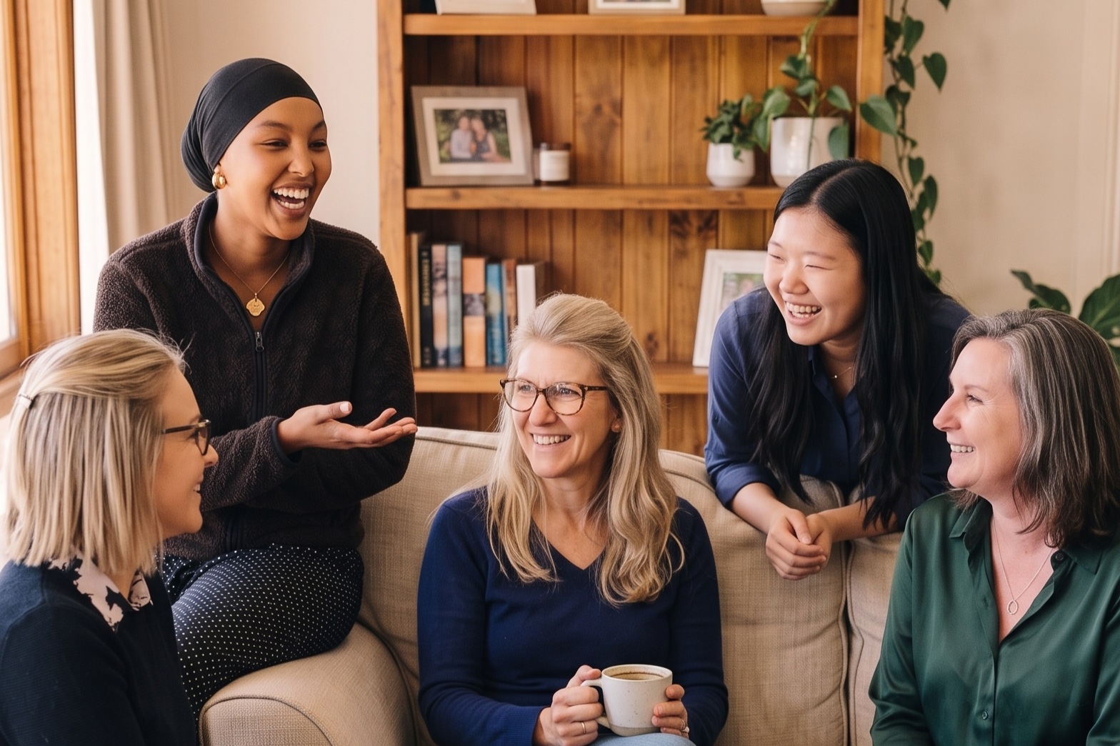 Neurodiversity affirming Positive Behaviour Support Perth team sitting on a couch in a consultation talking through behaviour support plans for participants with disabilities, including autistic individuals.